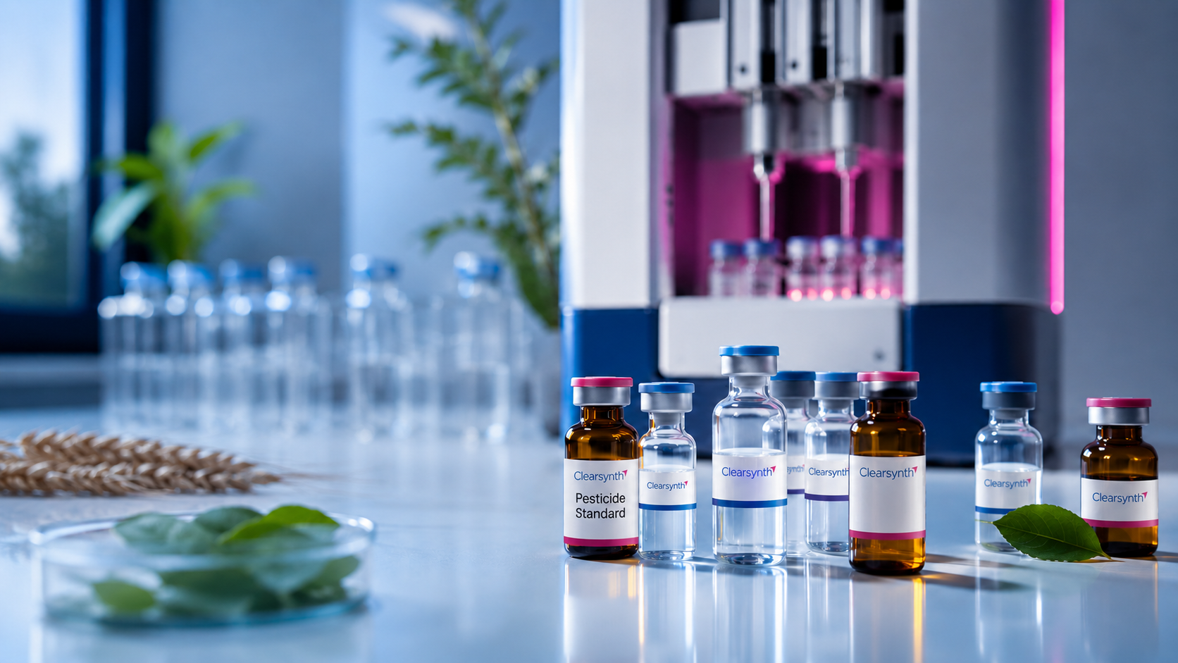 Pesticide reference standards laboratory instruments and vials